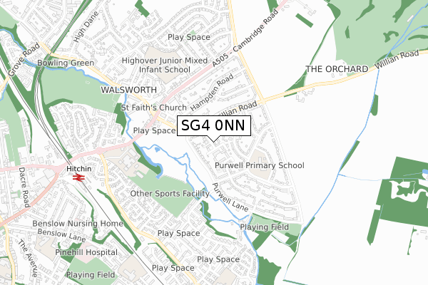 SG4 0NN map - small scale - OS Open Zoomstack (Ordnance Survey)