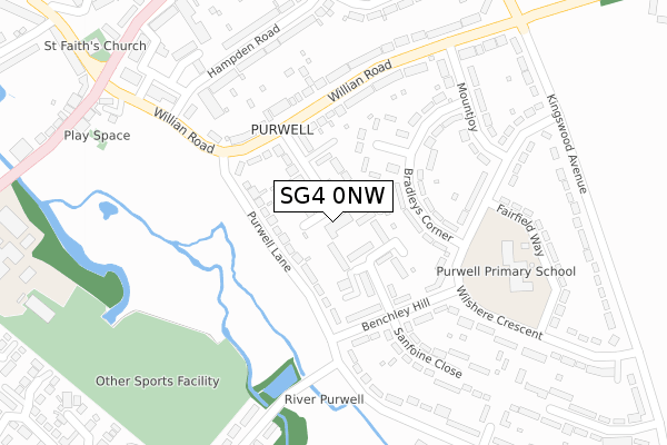 SG4 0NW map - large scale - OS Open Zoomstack (Ordnance Survey)