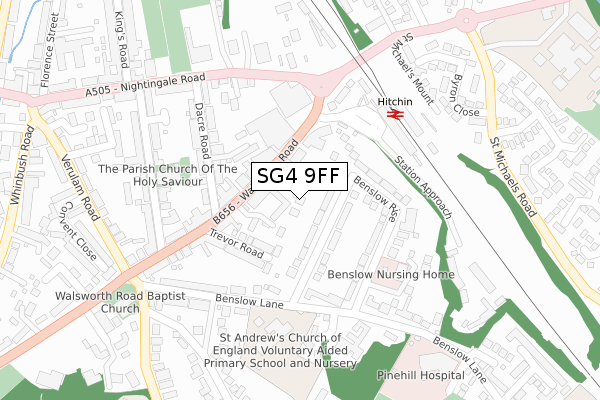 SG4 9FF map - large scale - OS Open Zoomstack (Ordnance Survey)