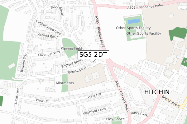 SG5 2DT map - large scale - OS Open Zoomstack (Ordnance Survey)