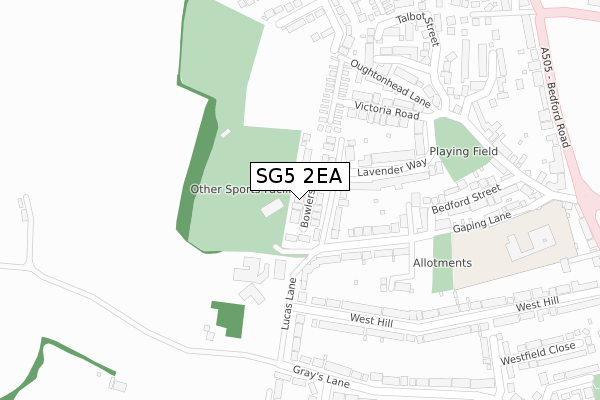 SG5 2EA map - large scale - OS Open Zoomstack (Ordnance Survey)