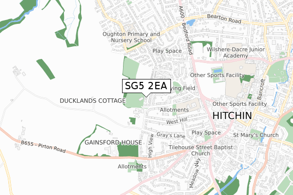 SG5 2EA map - small scale - OS Open Zoomstack (Ordnance Survey)