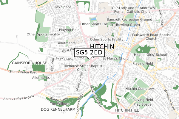 SG5 2ED map - small scale - OS Open Zoomstack (Ordnance Survey)