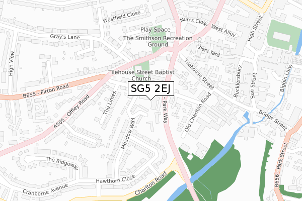 SG5 2EJ map - large scale - OS Open Zoomstack (Ordnance Survey)