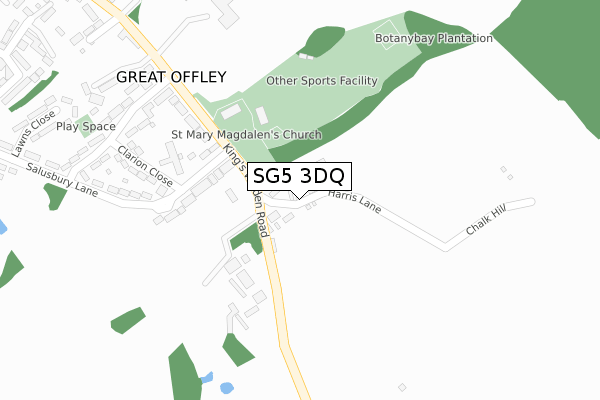 SG5 3DQ map - large scale - OS Open Zoomstack (Ordnance Survey)