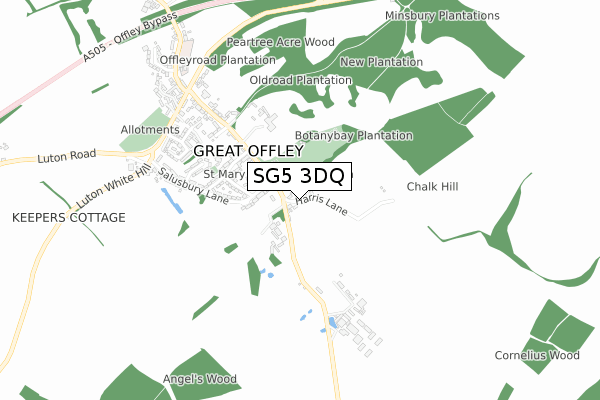 SG5 3DQ map - small scale - OS Open Zoomstack (Ordnance Survey)