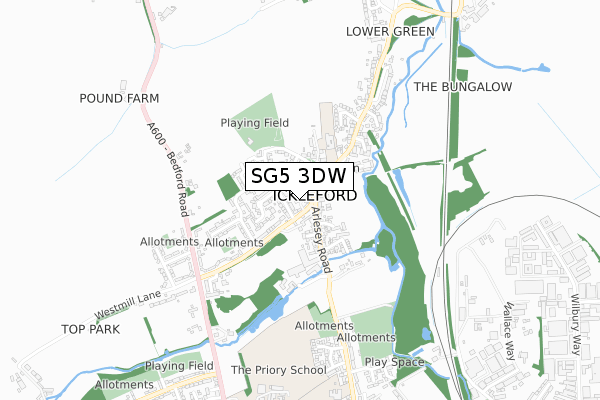 SG5 3DW map - small scale - OS Open Zoomstack (Ordnance Survey)