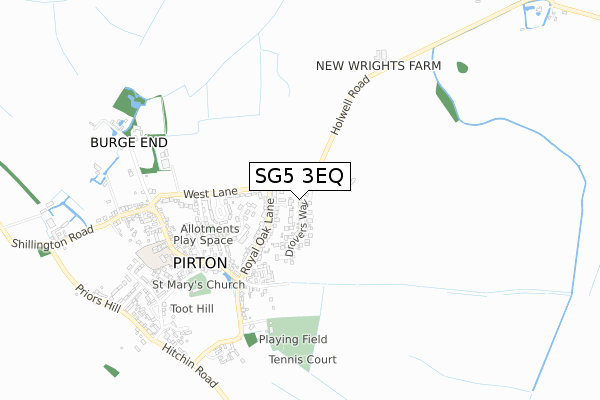 SG5 3EQ map - small scale - OS Open Zoomstack (Ordnance Survey)