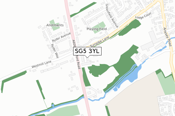 SG5 3YL map - large scale - OS Open Zoomstack (Ordnance Survey)