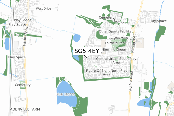 SG5 4EY map - small scale - OS Open Zoomstack (Ordnance Survey)