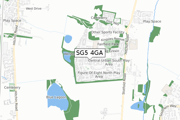 SG5 4GA map - small scale - OS Open Zoomstack (Ordnance Survey)