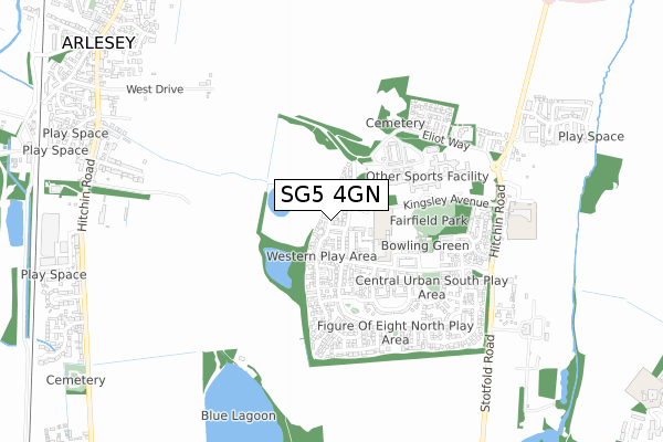 SG5 4GN map - small scale - OS Open Zoomstack (Ordnance Survey)