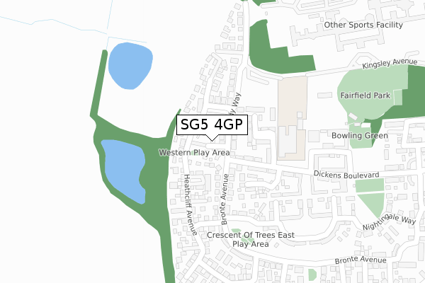 SG5 4GP map - large scale - OS Open Zoomstack (Ordnance Survey)