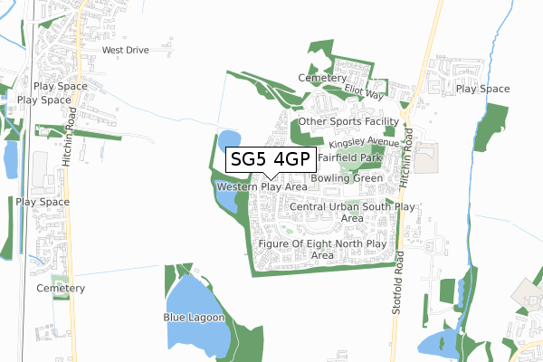 SG5 4GP map - small scale - OS Open Zoomstack (Ordnance Survey)