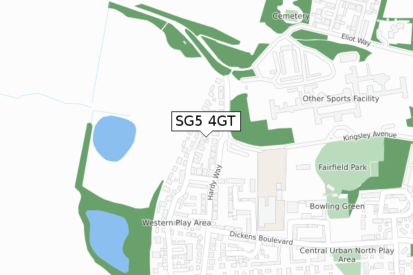 SG5 4GT map - large scale - OS Open Zoomstack (Ordnance Survey)