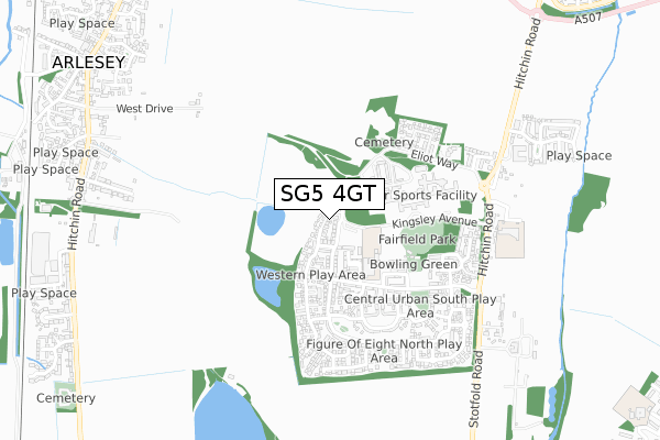 SG5 4GT map - small scale - OS Open Zoomstack (Ordnance Survey)