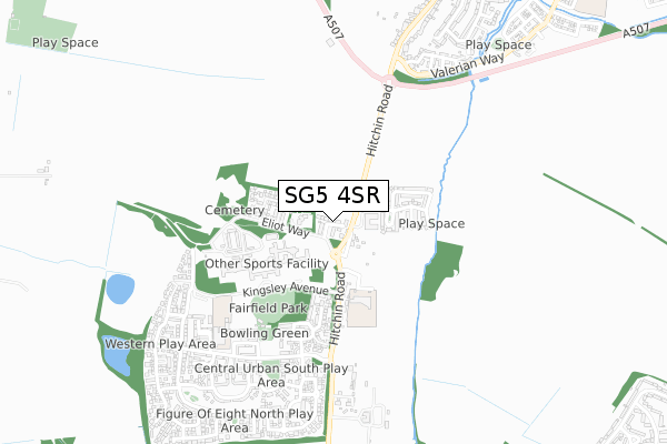 SG5 4SR map - small scale - OS Open Zoomstack (Ordnance Survey)