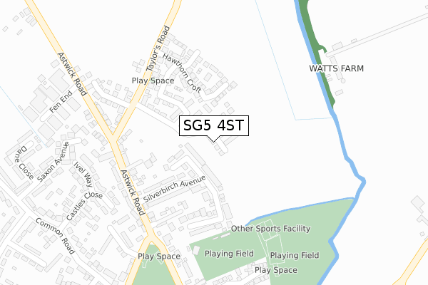 SG5 4ST map - large scale - OS Open Zoomstack (Ordnance Survey)