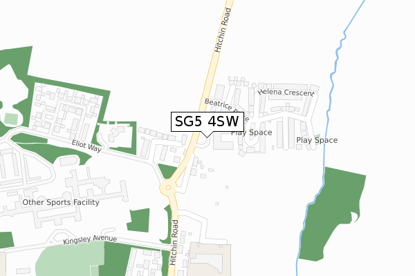 SG5 4SW map - large scale - OS Open Zoomstack (Ordnance Survey)