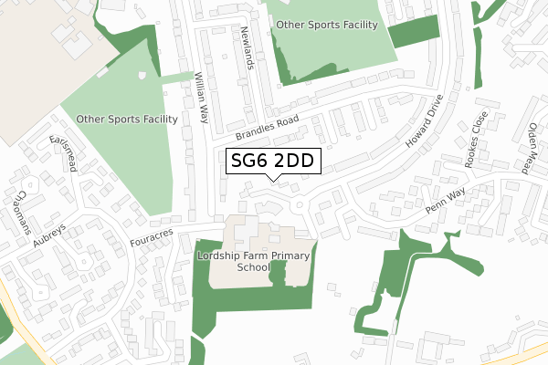 SG6 2DD map - large scale - OS Open Zoomstack (Ordnance Survey)