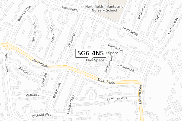 SG6 4NS map - large scale - OS Open Zoomstack (Ordnance Survey)