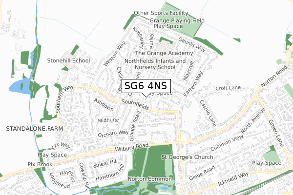 SG6 4NS map - small scale - OS Open Zoomstack (Ordnance Survey)