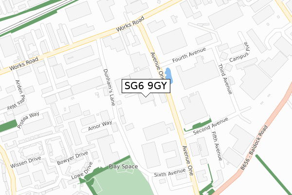 SG6 9GY map - large scale - OS Open Zoomstack (Ordnance Survey)