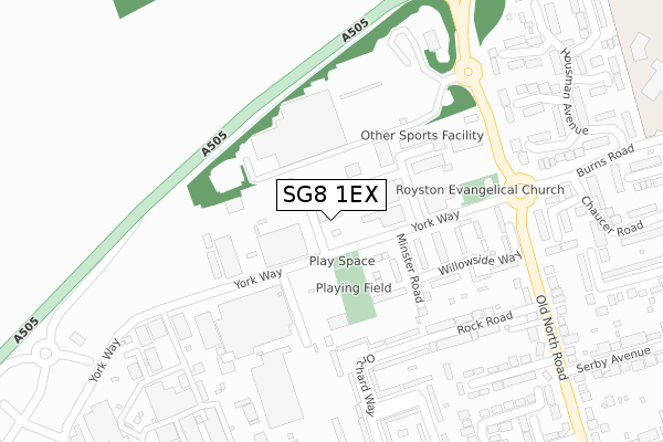 SG8 1EX map - large scale - OS Open Zoomstack (Ordnance Survey)