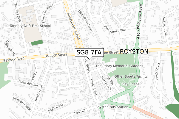 SG8 7FA map - large scale - OS Open Zoomstack (Ordnance Survey)