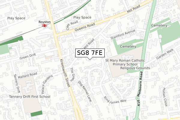 SG8 7FE map - large scale - OS Open Zoomstack (Ordnance Survey)