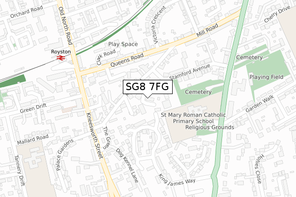 SG8 7FG map - large scale - OS Open Zoomstack (Ordnance Survey)