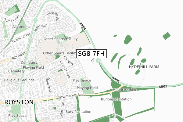 SG8 7FH map - small scale - OS Open Zoomstack (Ordnance Survey)