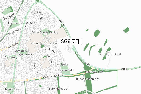 SG8 7FJ map - small scale - OS Open Zoomstack (Ordnance Survey)