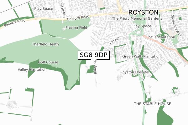 SG8 9DP map - small scale - OS Open Zoomstack (Ordnance Survey)