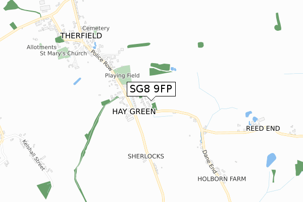 SG8 9FP map - small scale - OS Open Zoomstack (Ordnance Survey)