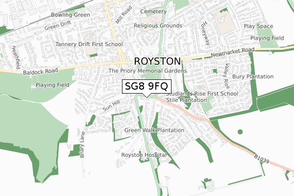 SG8 9FQ map - small scale - OS Open Zoomstack (Ordnance Survey)