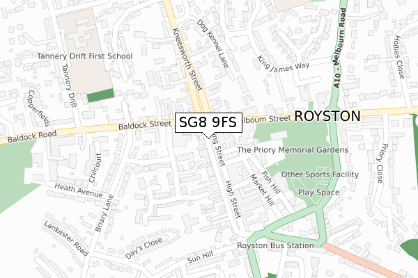 SG8 9FS map - large scale - OS Open Zoomstack (Ordnance Survey)