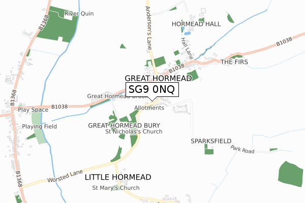 SG9 0NQ map - small scale - OS Open Zoomstack (Ordnance Survey)