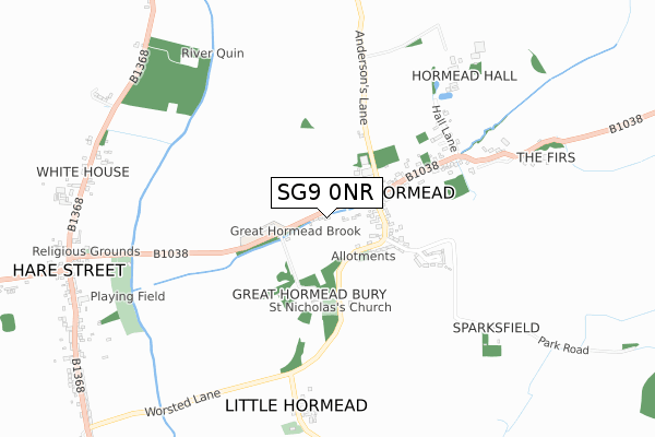 SG9 0NR map - small scale - OS Open Zoomstack (Ordnance Survey)