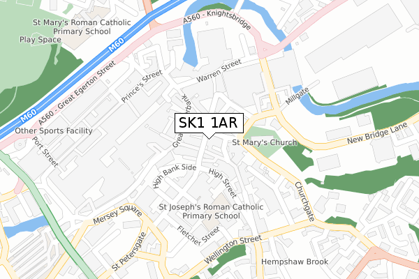 SK1 1AR map - large scale - OS Open Zoomstack (Ordnance Survey)