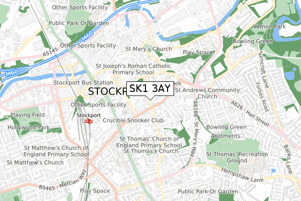 SK1 3AY map - small scale - OS Open Zoomstack (Ordnance Survey)