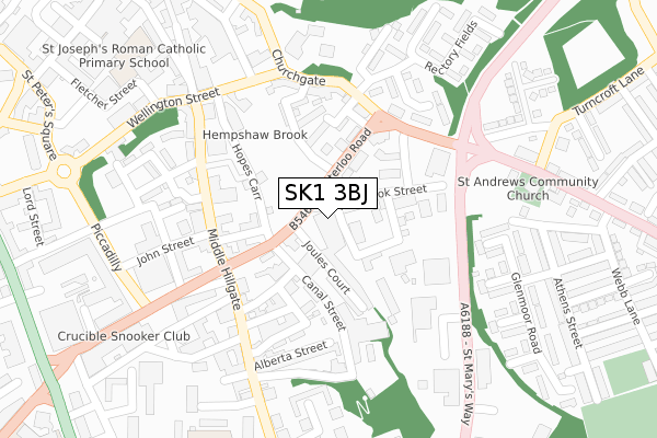 SK1 3BJ map - large scale - OS Open Zoomstack (Ordnance Survey)