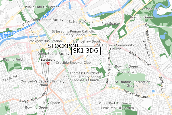 SK1 3DG map - small scale - OS Open Zoomstack (Ordnance Survey)