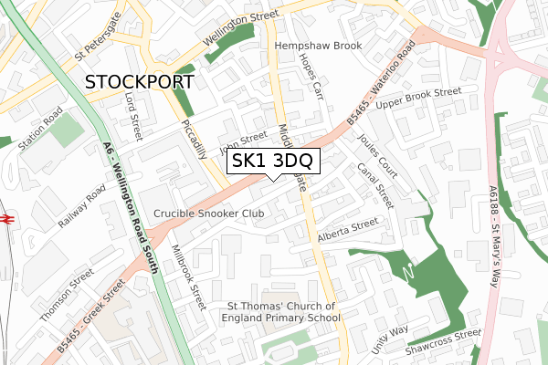 SK1 3DQ map - large scale - OS Open Zoomstack (Ordnance Survey)