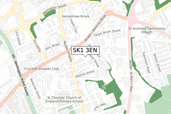 SK1 3EN map - large scale - OS Open Zoomstack (Ordnance Survey)