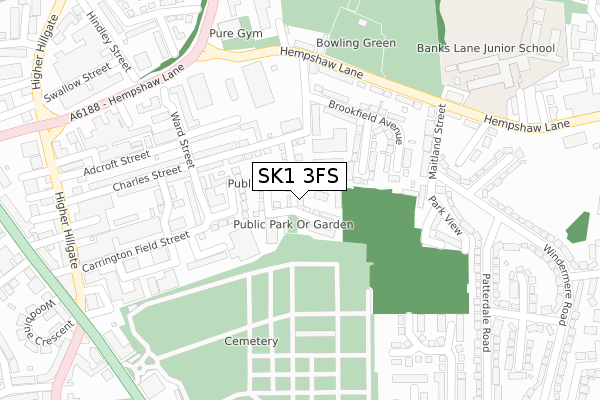 SK1 3FS map - large scale - OS Open Zoomstack (Ordnance Survey)