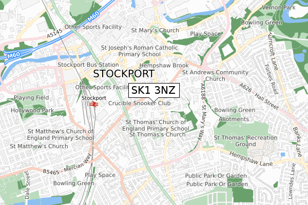 SK1 3NZ map - small scale - OS Open Zoomstack (Ordnance Survey)