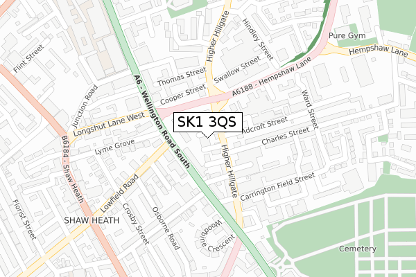 SK1 3QS map - large scale - OS Open Zoomstack (Ordnance Survey)