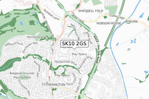 SK10 2GS map - small scale - OS Open Zoomstack (Ordnance Survey)