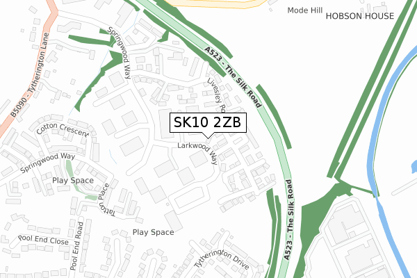 SK10 2ZB map - large scale - OS Open Zoomstack (Ordnance Survey)